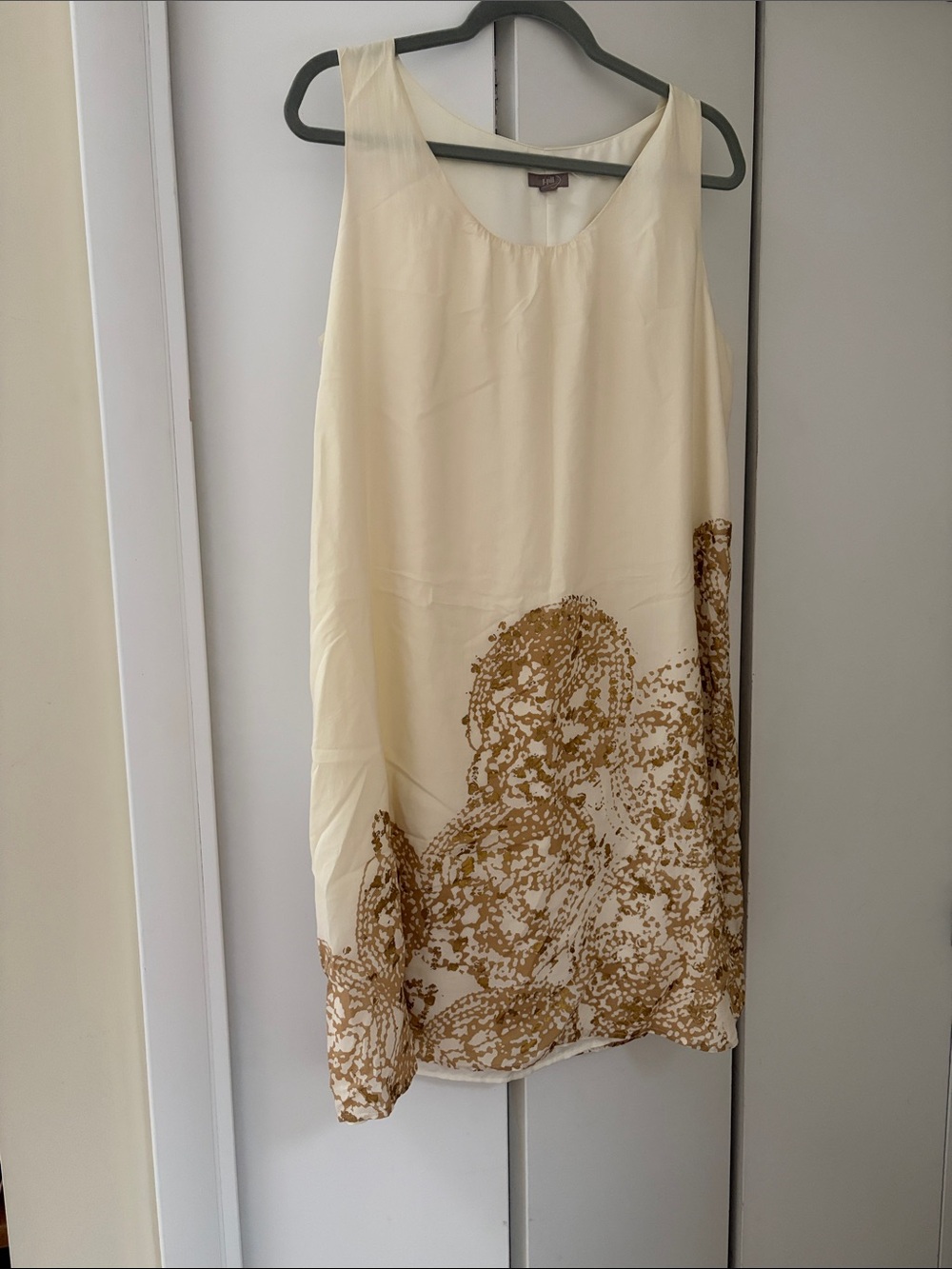 J. Jill Cream Sleeveless Mini Dress with Tan Abstract Print
